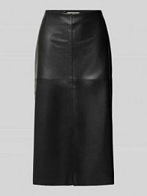 Spódnica midi rozkloszowana z imitacji gładkiej skóry s.Oliver RED LABEL czarna EAN 2172920