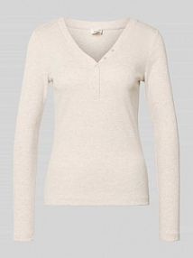 Bluzka o kroju slim fit z długim rękawem i ozdobną listwą guzikową s.Oliver RED LABEL biała damska EAN 2172302