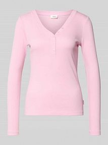 Bluzka o kroju slim fit z długim rękawem i ozdobną listwą guzikową s.Oliver RED LABEL różowa damska EAN 2172302