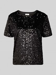 T-shirt o kroju relaxed fit z cekinami s.Oliver RED LABEL czarny damski EAN 2172299