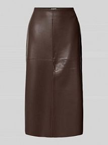 Spódnica midi rozkloszowana z imitacji gładkiej skóry s.Oliver RED LABEL brązowa EAN 2172920