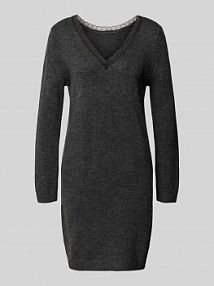 Sukienka z dzianiny taliowana z dekoltem w serek model TAMMY Only szara EAN 15358612