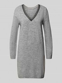 Sukienka z dzianiny taliowana z dekoltem w serek model TAMMY Only szara EAN 15358612
