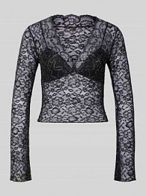 Top bluzkowy o kroju regular fit ze wzorem z efektowną przędzą model CHLOE Only czarny damski EAN 15358347