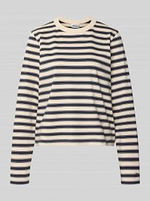 Bluzka z długim rękawem i prążkowanym, okrągłym dekoltem JAKE*S STUDIO WOMAN granatowa damska EAN 74969300502