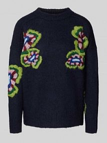 Sweter o luźnym kroju z dodatkiem wełny Essentiel Antwerp granatowy damski EAN Impossible2