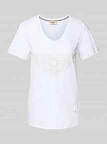 T-shirt z detalem z logo model Gethi MOS MOSH biały damski EAN 175060
