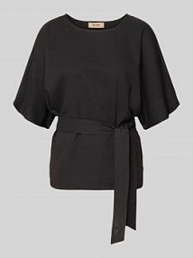 Bluzka z wiązanym paskiem model Pie Bellevue MOS MOSH czarna damska EAN 176040