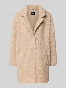 Płaszcz z futerka o kroju relaxed fit z kołnierzem z połami model NEWAURELIA Only beżowy damski EAN 15304788