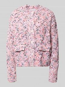 Kurtka z dzianiny z listwą guzikową model CONFETTI YAS różowa damska EAN 26040427