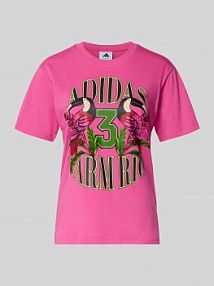 T-shirt z nadrukiem etykiety adidas Sportswear różowy damski EAN KD4640