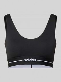 Biustonosz z elastycznym paskiem z logo adidas Sportswear czarny EAN KC7666