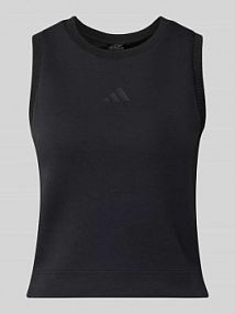 Top o kroju regular fit z nadrukiem z logo adidas Sportswear czarny damski EAN JM3733