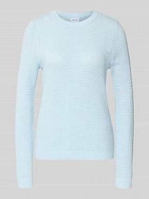Sweter z dzianiny z prążkowanymi wykończeniami model dalo Vila niebieski damski EAN 14082767