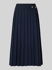 Spódnica plisowana rozkloszowana z mieszanki żywej wełny model VENDRA Boss granatowa EAN 50553929/00