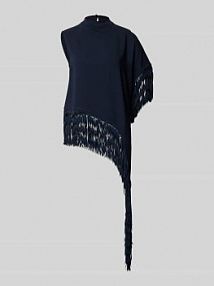 Krój loose fit Ponczo z długimi frędzlemi Model 'BADIVA' Boss granatowe EAN 50555051/00
