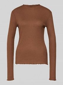 Bluzka o kroju slim fit z długim rękawem i dodatkiem wiskozy s.Oliver RED LABEL brązowa damska EAN 2176302