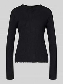 Bluzka o kroju slim fit z długim rękawem i dodatkiem wiskozy s.Oliver RED LABEL czarna damska EAN 2176302