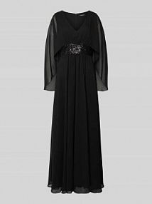 Sukienka wieczorowa z dekoltem w serek i cekinami Swing czarna EAN 5AI10300