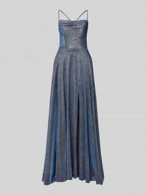 Sukienka wieczorowa z cienkimi ramiączkami luxuar niebieska EAN 9275-P
