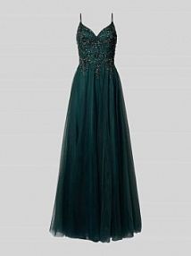 Sukienka wieczorowa z dekoltem w kształcie serca luxuar zielona EAN 9105-PX