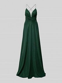 Sukienka wieczorowa o kroju regular fit z efektem błyszczącym luxuar zielona EAN 5247-P