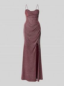 Sukienka wieczorowa z wiązaniem z tyłu luxuar różowa EAN 9245-P