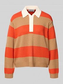 Sweter z dzianiny o kroju regular fit z mieszanki wełny z domieszką kaszmiru model JARN Essentiel Antwerp pomarańczowy damski EAN Jarn