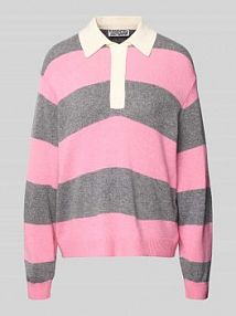 Sweter z dzianiny o kroju regular fit z mieszanki wełny z domieszką kaszmiru model JARN Essentiel Antwerp różowy damski EAN Jarn