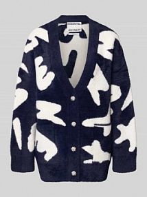 Kardigan rozpinany Comfort Fit z wzór na całej powierzchni Model 'JARDEN' Essentiel Antwerp niebieska damska EAN Jarden