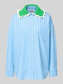 Bluzka koszulowa o luźnym kroju z czystej bawełny model JOYFUL Essentiel Antwerp niebieska damska EAN Joyful