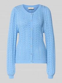 Kurtka z dzianiny z prążkowanymi wykończeniami model Clarry FREE/QUENT niebieska damska EAN 207381