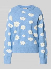 Sweter z dzianiny z prążkowanymi wykończeniami model Alpie FREE/QUENT niebieski damski EAN 207335