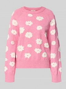 Sweter z dzianiny z prążkowanymi wykończeniami model Alpie FREE/QUENT różowy damski EAN 207335