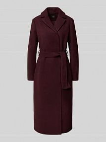 Płaszcz z kołnierzem z połami i wiązanym paskiem Zero czerwony damski EAN 1010003484