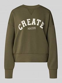 Bluza z mieszanki wiskozy z okrągłym dekoltem model CELLI MOS MOSH oliwkowa damska EAN 168550