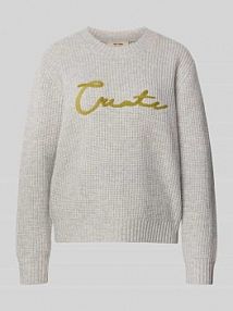 Sweter z dzianiny z okrągłym dekoltem model Brynna MOS MOSH szary damski EAN 175420