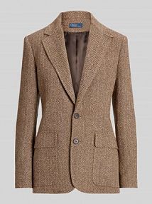 Długi żakiet z mieszanki lnu i jedwabiu z dodatkiem wełny model HERTIAGE Polo Ralph Lauren brązowy EAN 211891070