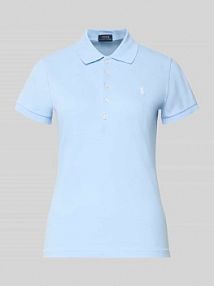Koszulka polo o kroju slim fit z mieszanki bawełny Polo Ralph Lauren niebieska damska EAN 211870245