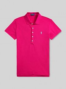 Koszulka polo o kroju slim fit z mieszanki bawełny Polo Ralph Lauren różowa damska EAN 211870245