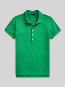 Koszulka polo o kroju slim fit z mieszanki bawełny Polo Ralph Lauren zielona damska EAN 211870245
