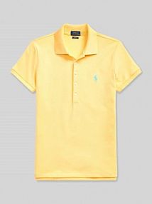 Koszulka polo o kroju slim fit z mieszanki bawełny Polo Ralph Lauren żółta damska EAN 211870245