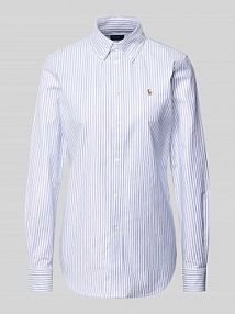 Bluzka koszulowa z wzór w paski Polo Ralph Lauren niebieska damska EAN 211941508
