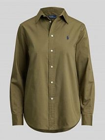 Bluzka koszulowa o kroju slim fit z czystej bawełny Polo Ralph Lauren oliwkowa damska EAN 211A92177