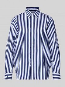 Bluzka koszulowa o kroju relaxed fit z wyhaftowanym logo model Ligh Polo Ralph Lauren niebieska damska EAN 211968218