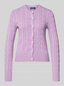 Kardigan rozpinany o kroju slim fit z wyhaftowanym logo Polo Ralph Lauren fioletowa damska EAN 211971868