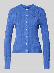 Kardigan rozpinany o kroju slim fit z wyhaftowanym logo Polo Ralph Lauren niebieska damska EAN 211971868