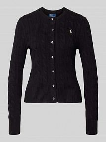 Kardigan rozpinany o kroju slim fit z wyhaftowanym logo Polo Ralph Lauren czarna damska EAN 211971868