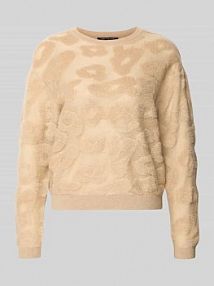 Sweter z dzianiny z okrągłym dekoltem LUISA CERANO brązowy damski EAN 138738 5923