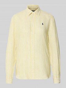 Bluzka koszulowa z czystego lnu Polo Ralph Lauren żółta damska EAN 211A96158